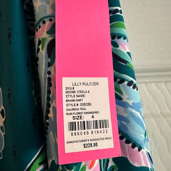 NWT LILLY PULITZER BRANDI SHIFT DRESS SIZE 4 VALENCIA TEAL RAIN FOREST ENGINEERE - Picture 3 of 16